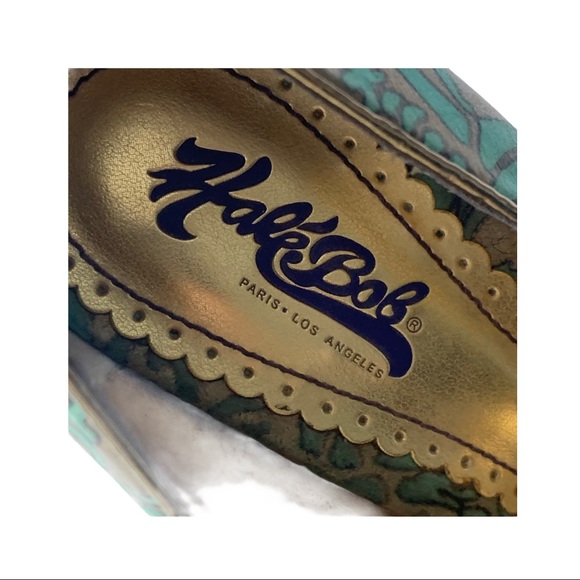 Hale Bob Teal Leather Peep Toe Maryjane Stiletto - Picture 5 of 14